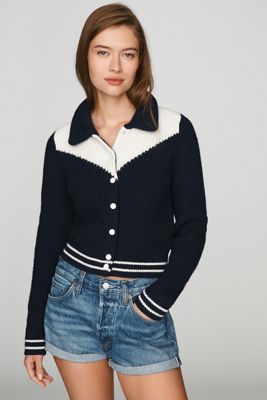 MOTHER The Baby Raquette Merino Wool Cotton Cardigan