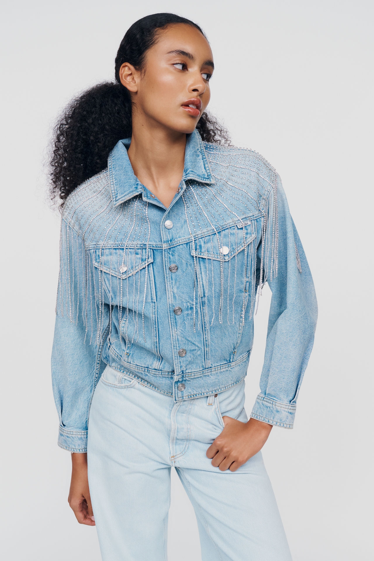 MOTHER The Fly Away 100% Cotton Denim Jacket
