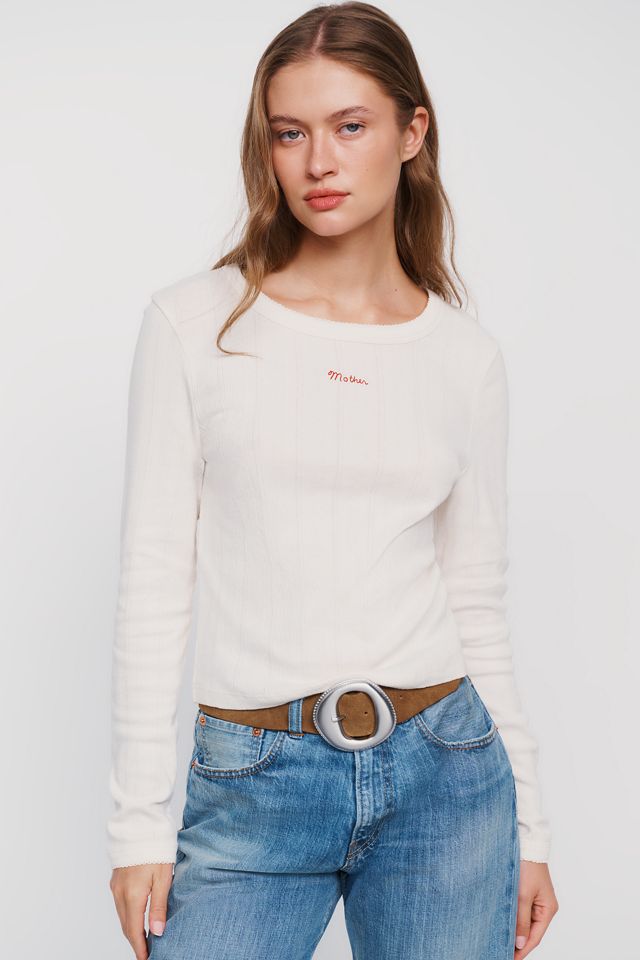 MOTHER Itty Bitty 100% Cotton Pointelle Tee #3