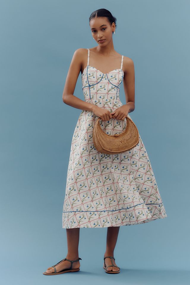 Rachel Antonoff Harper Linen Cotton Blend Printed Midi Dress #1