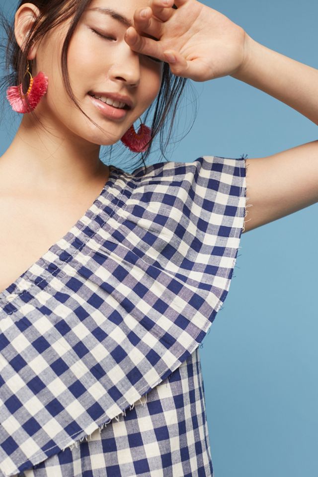 The Lady & The Sailor One-Shoulder Gingham Top #1