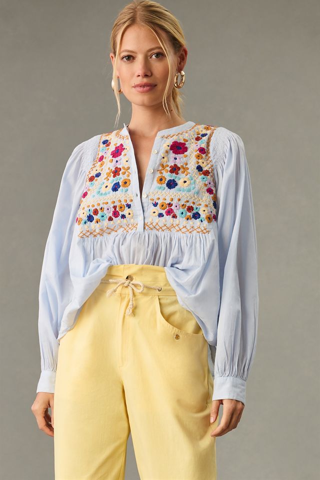 Antik Batik Leny Embroidered Blouse | Anthropologie