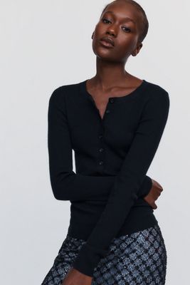 By Anthropologie 100% Cashmere Henley Top