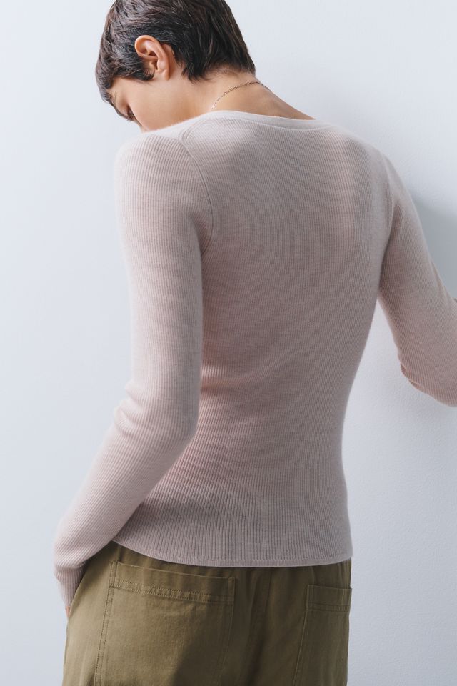 By Anthropologie 100% Cashmere Henley Top #4