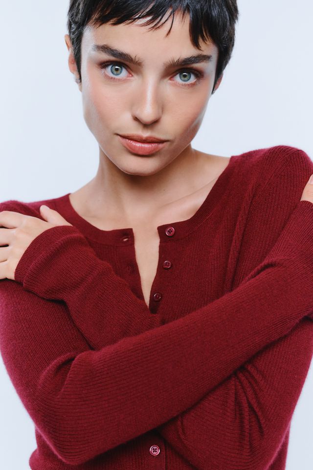 By Anthropologie 100% Cashmere Henley Top #1