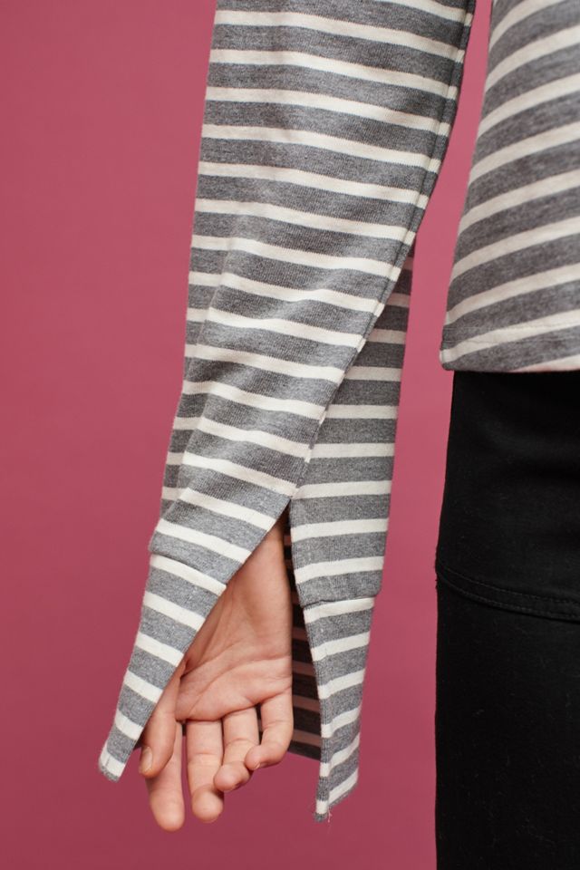Split-Sleeve Striped Tee #1