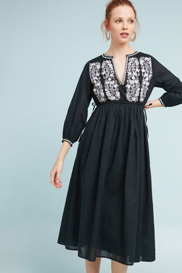 Embroidered Tie-Waist Dress #1