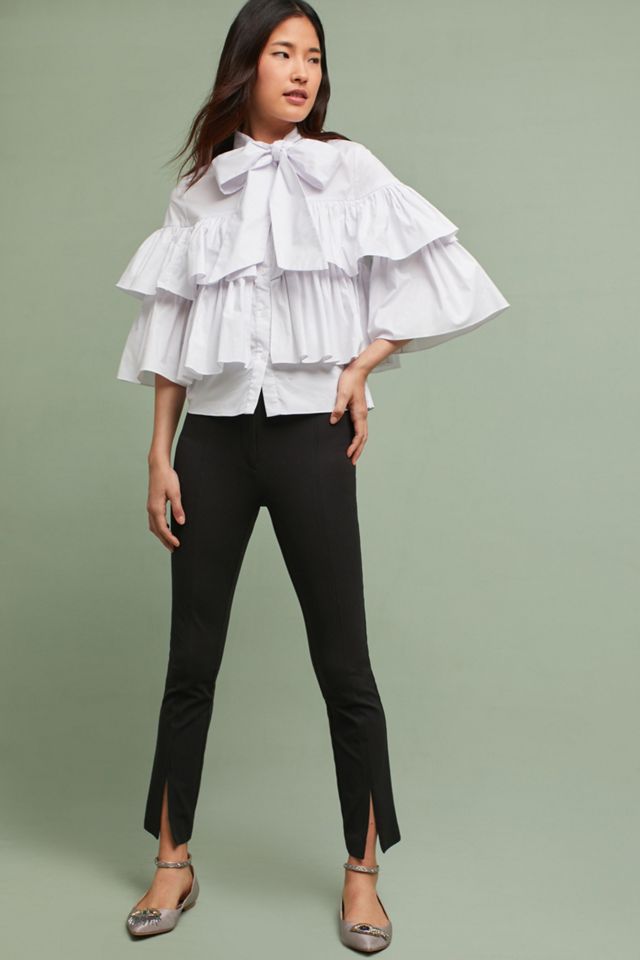 Tiered Poplin Tie-Neck Blouse #2