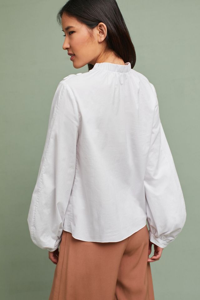 Mock Neck Poplin Blouse #3