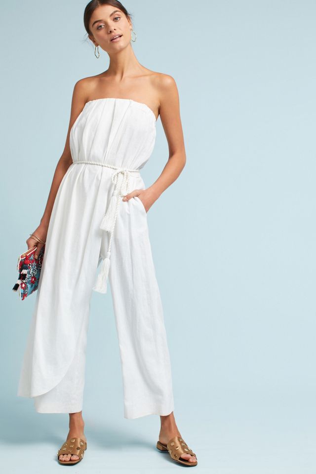 Strapless cheap linen jumpsuit