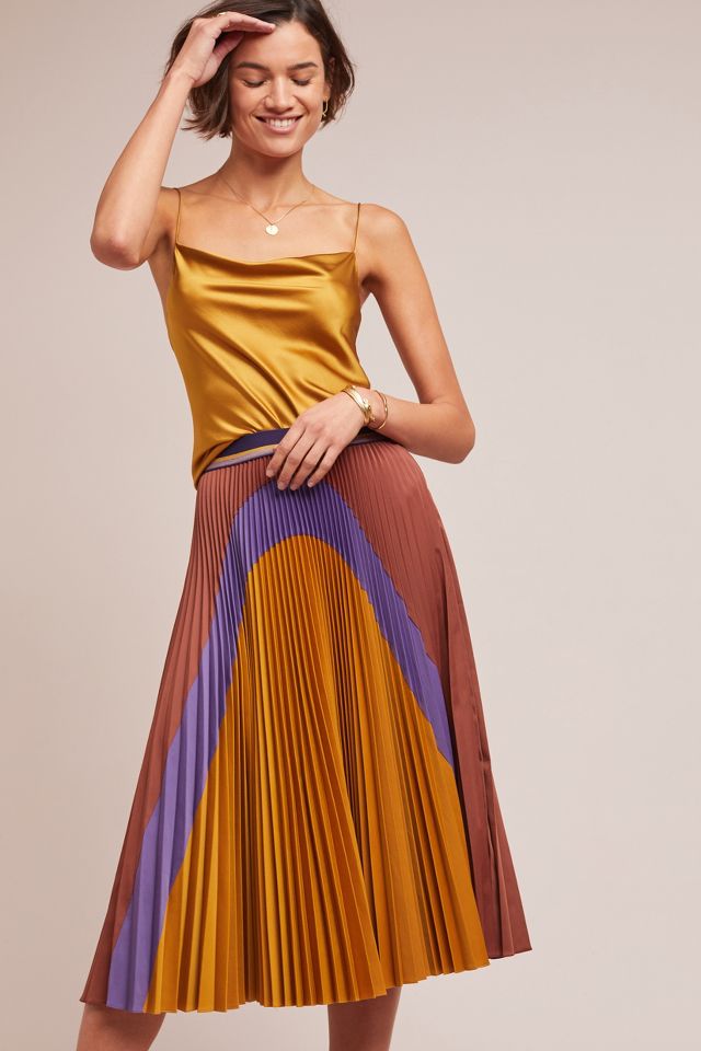 Pleated Colorblock Skirt | Anthropologie