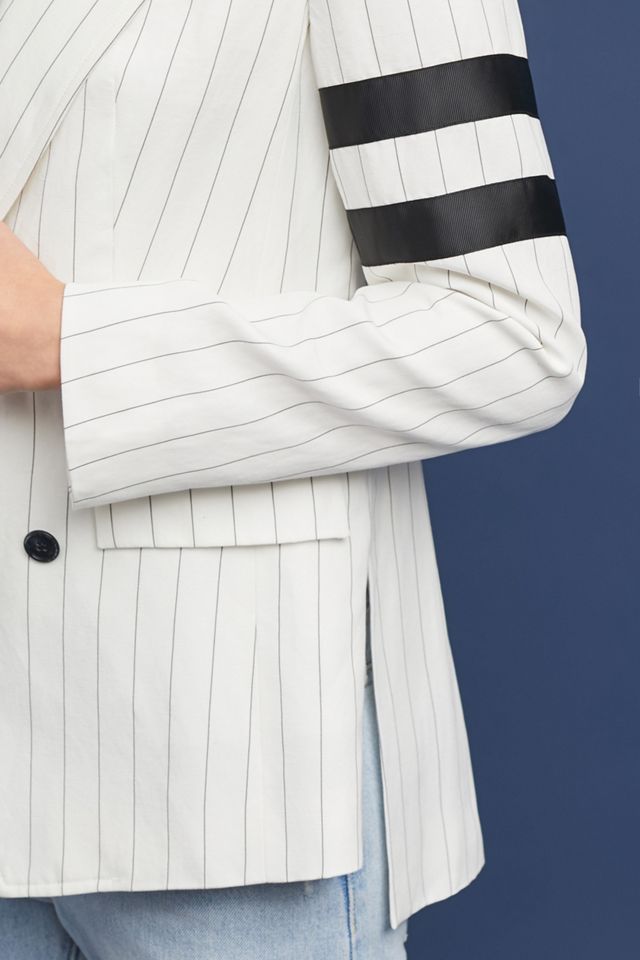 Pinstriped Linen Blazer #2