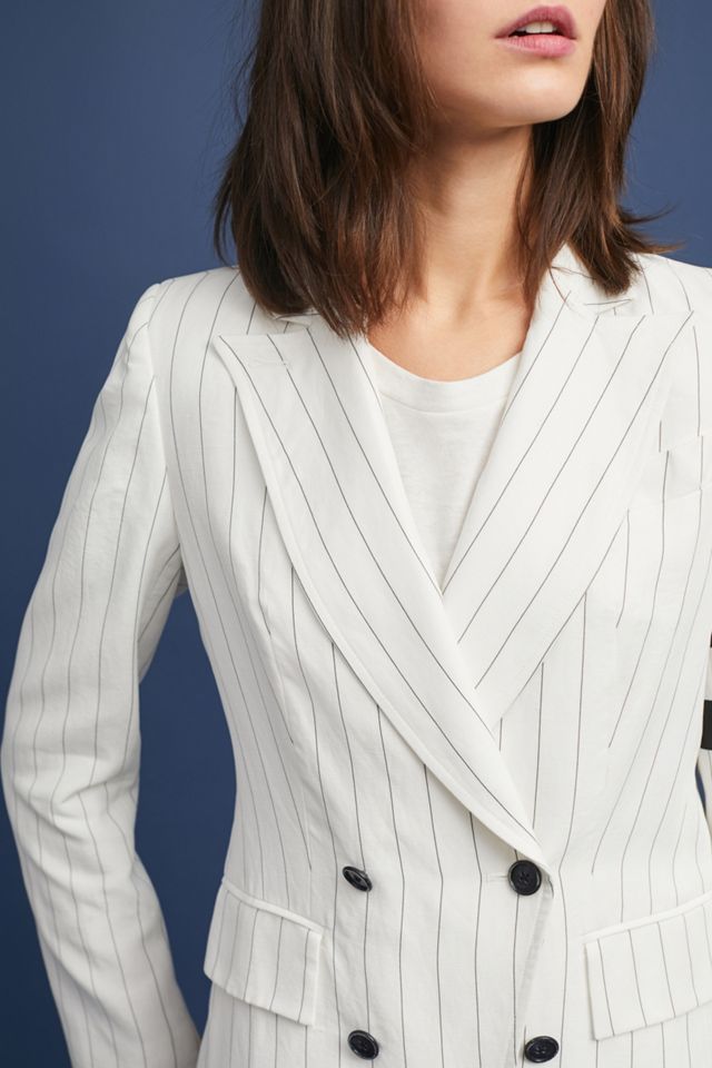 Pinstriped Linen Blazer #1