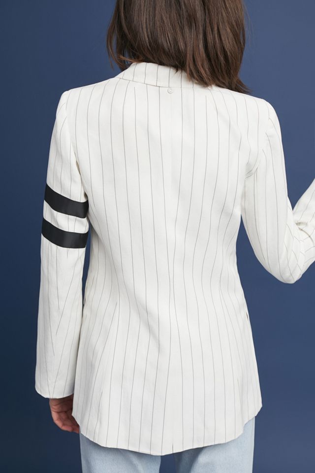Pinstriped Linen Blazer #3