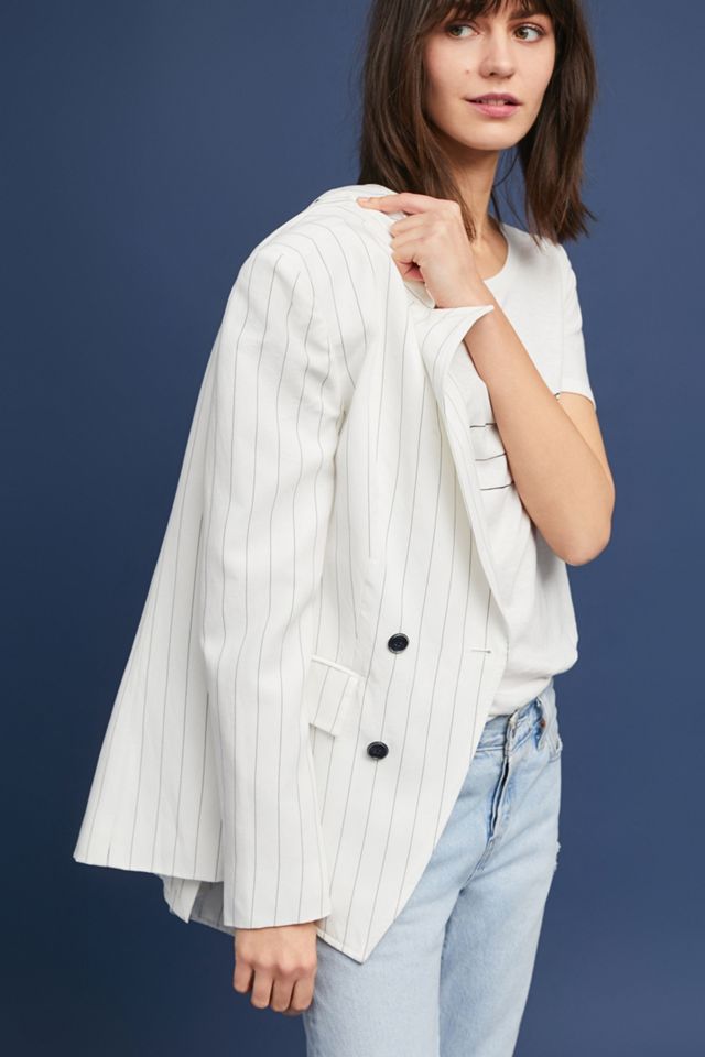 Pinstriped Linen Blazer #4