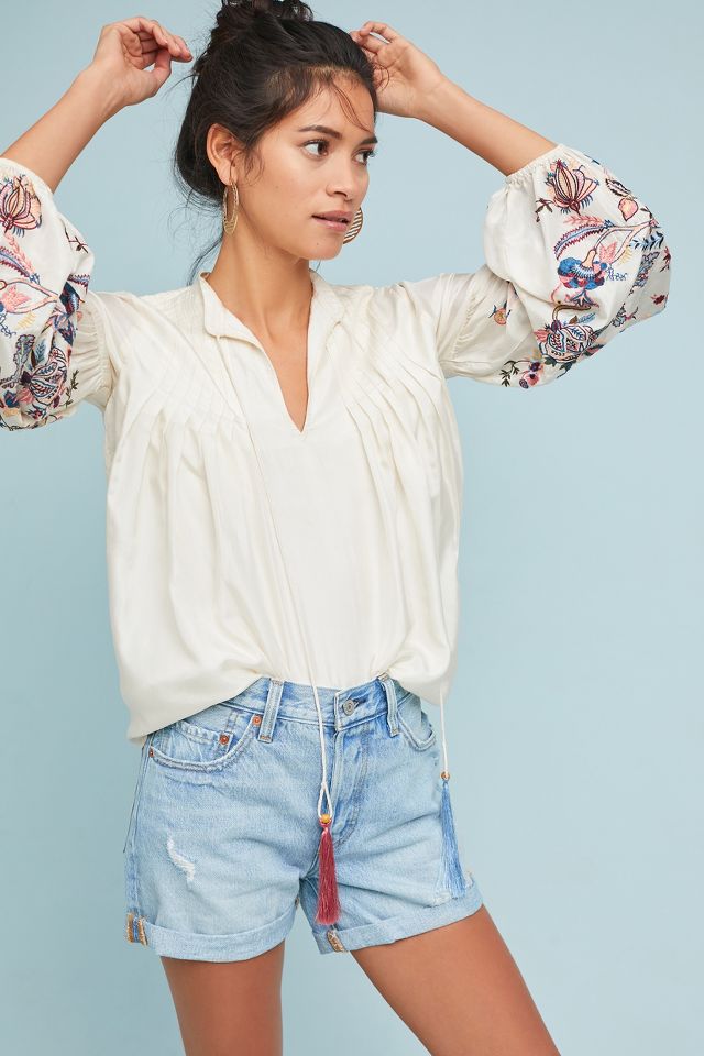 Lexy Embroidered Peasant Top | Anthropologie