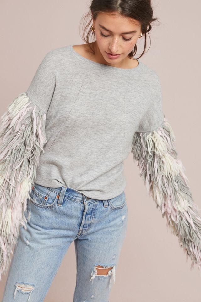 Fringed-Sleeve Sweater #2