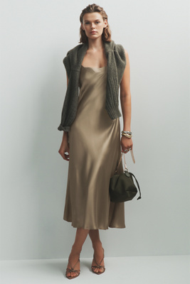 By Anthropologie Ingrid 100% Silk Midi Slip Dress by Anthropologie