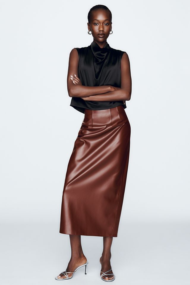 By Anthropologie Stretch-Seide Wasserfall-Ausschnitt Top #2