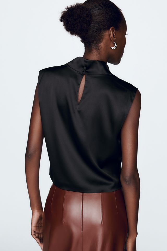By Anthropologie Stretch-Seide Wasserfall-Ausschnitt Top #3