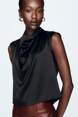 By Anthropologie Stretch Silk Cowl-Neck Top