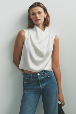By Anthropologie Opal Stretch Silk Cowl Neck Top by Anthropologie