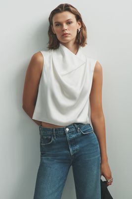 By Anthropologie Opal Stretch Silk Cowl Neck Top