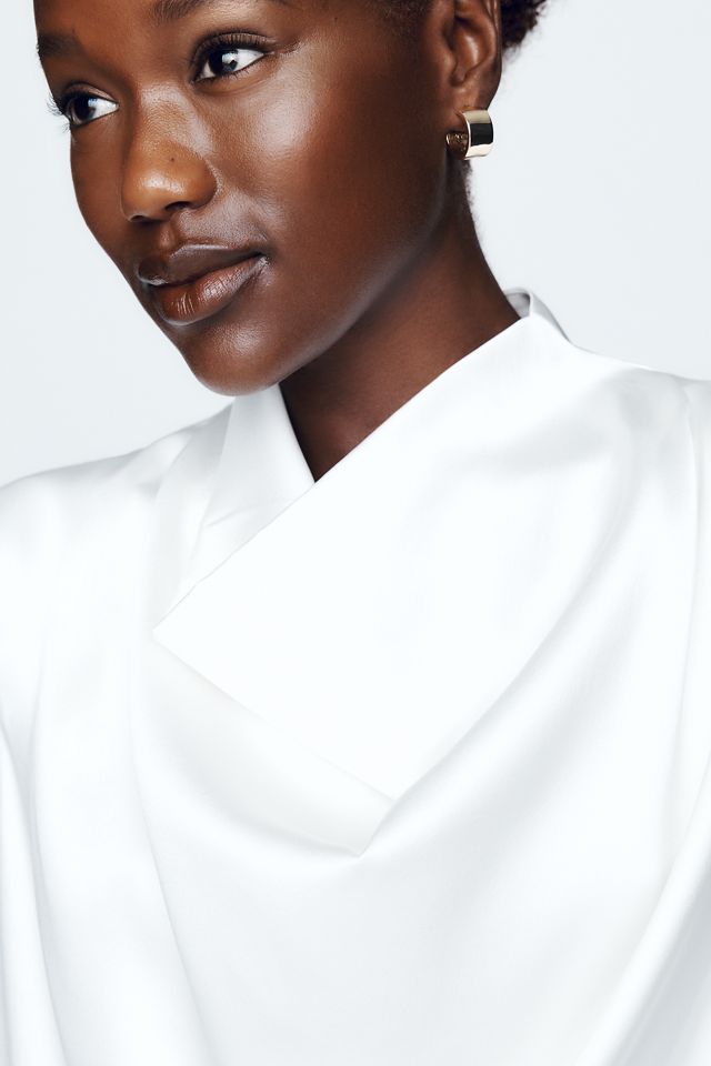 By Anthropologie Stretch Silk Cowl Neck Top #4