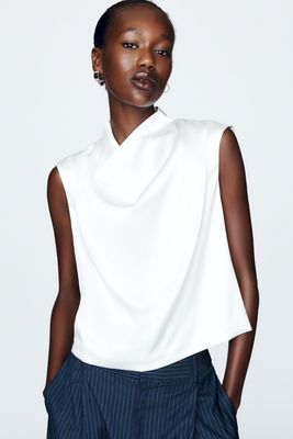 Top in Seta Elasticizzata con Scollo a Cappuccio By Anthropologie
