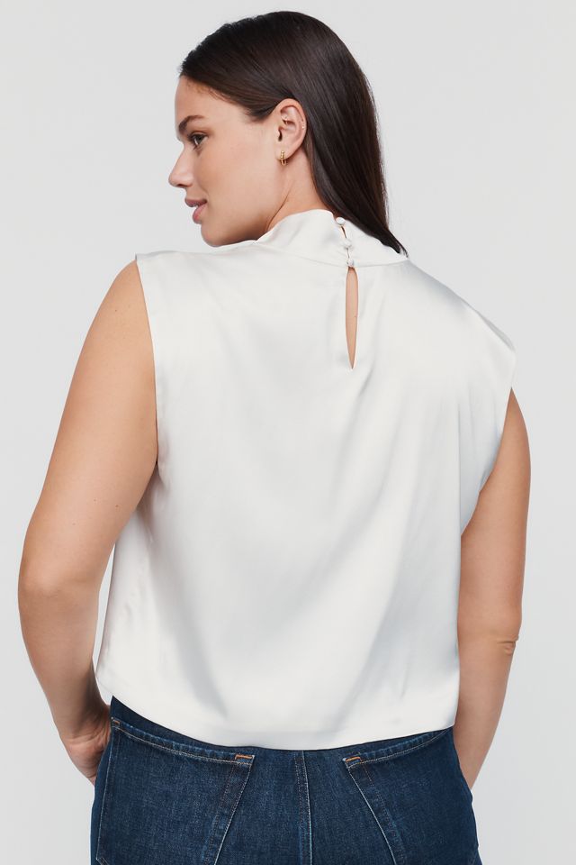 By Anthropologie Stretch Silk Cowl Neck Top #7