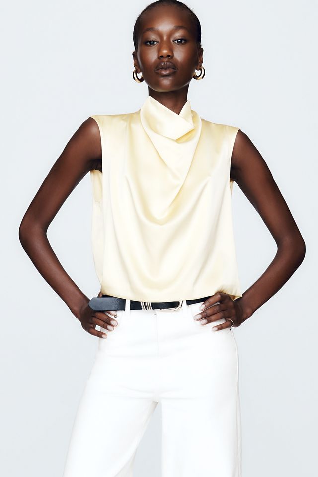 By Anthropologie Opal Stretch Silk Cowl Neck Top #1