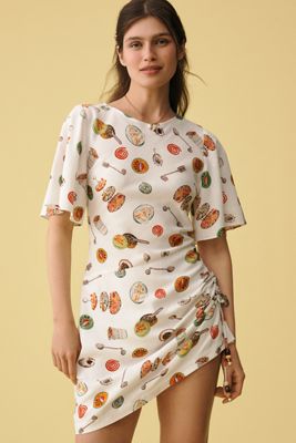 Lisa Says Gah Belle Linen-Cotton Bell-Sleeve Mini Dress