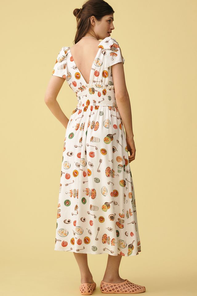 Lisa Says Gah Monroe Linen-Cotton V-Neck Midi Dress #1