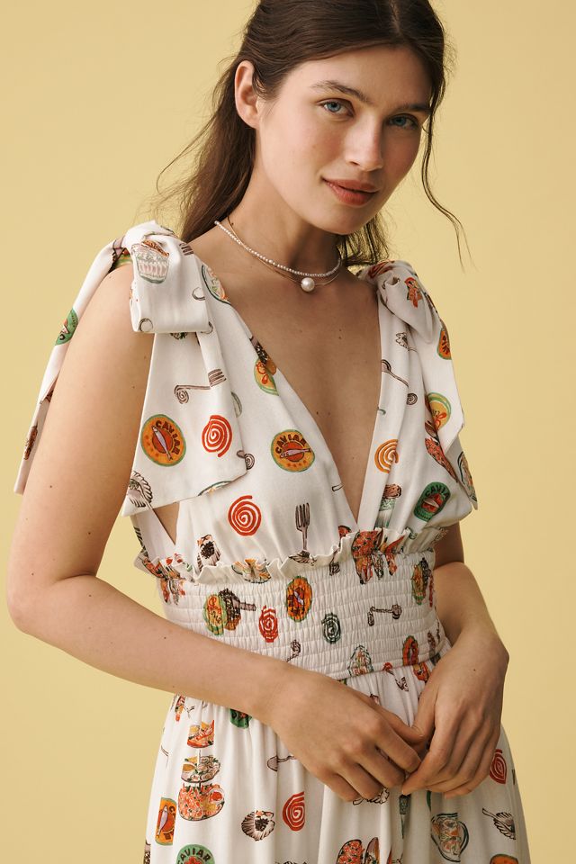 Lisa Says Gah Monroe Linen-Cotton V-Neck Midi Dress