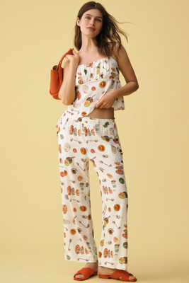 Lisa Says Gah Nora Cotton-linen Pull-on Pants