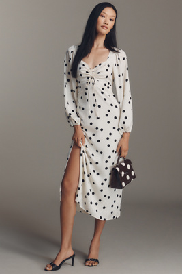 Lisa Says Gah Tiana Long-sleeve Midi Dress In White