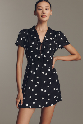 Lisa Says Gah Alexa Short-sleeve Mini Shirt Dress In Black