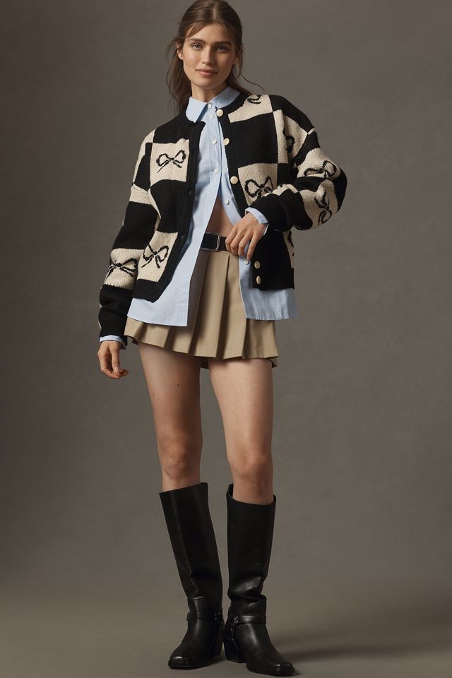 Lisa Says Gah Bow Check Cardigan Sweater #3