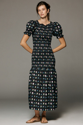 Lisa Says Gah Soho Puff-Sleeve Midi Dress | Anthropologie