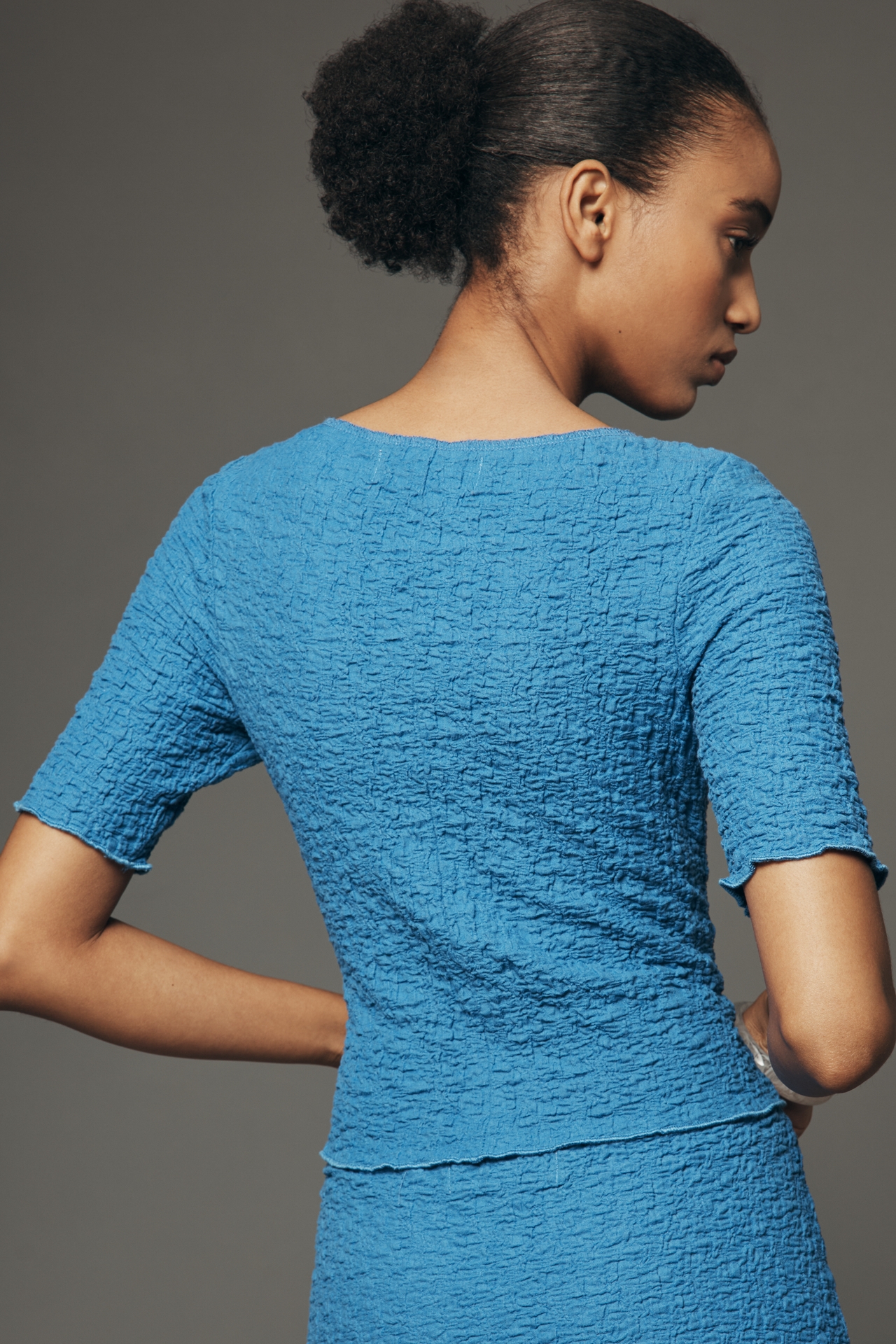 Lisa Says Gah Textured Button Front Top