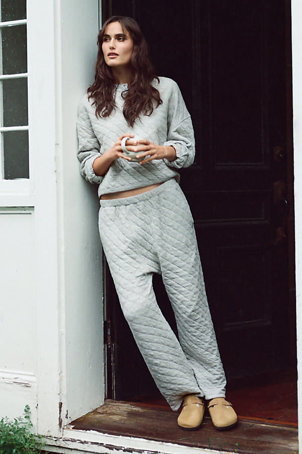 The Great Quilted Pajama Pants In Grey