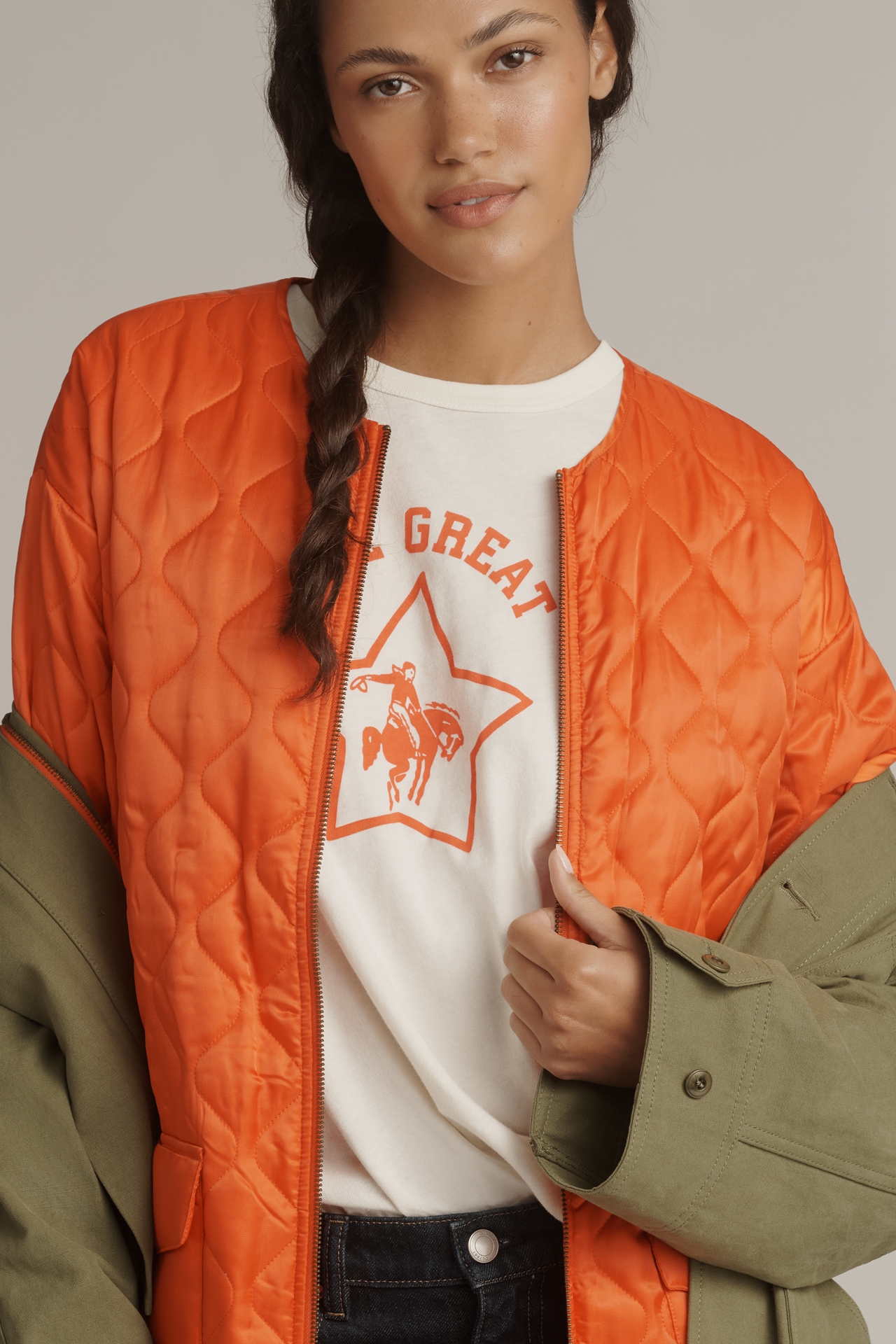 THE GREAT. Quilted Liner Parka Jacket