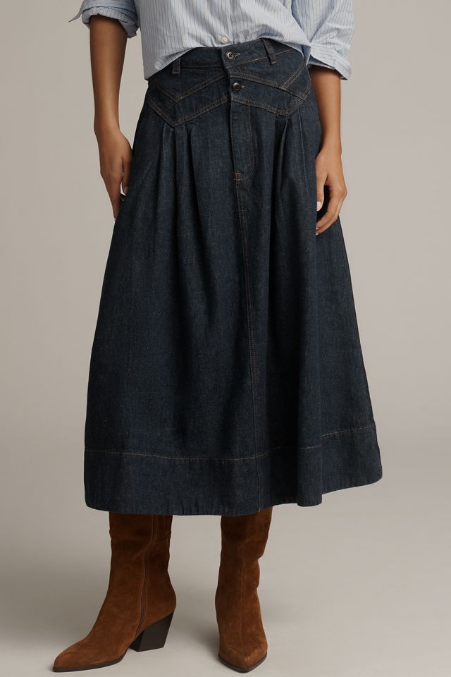 THE GREAT. Field Denim Midi Skirt #1