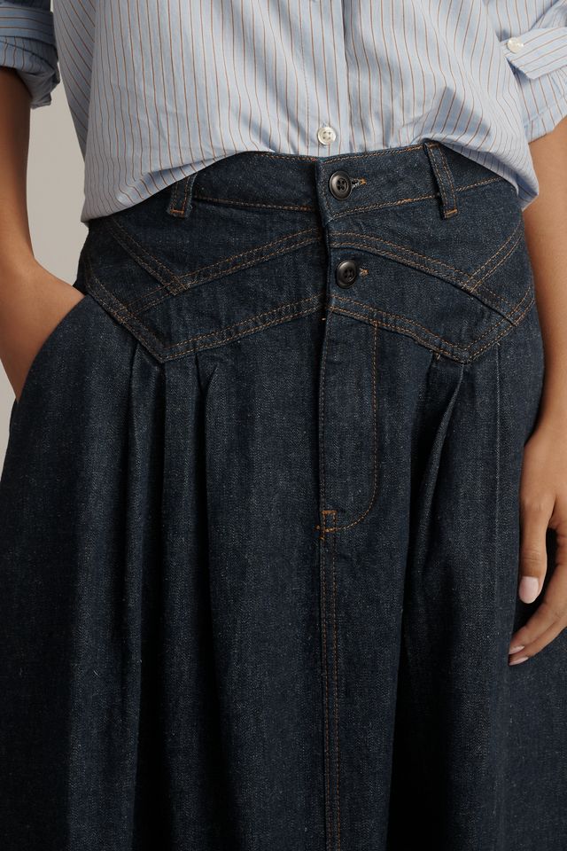 THE GREAT. Field Denim Midi Skirt #3