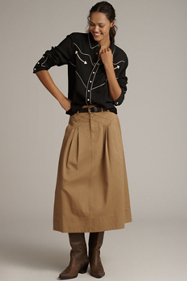 The Great Field Midi Skirt In Brown