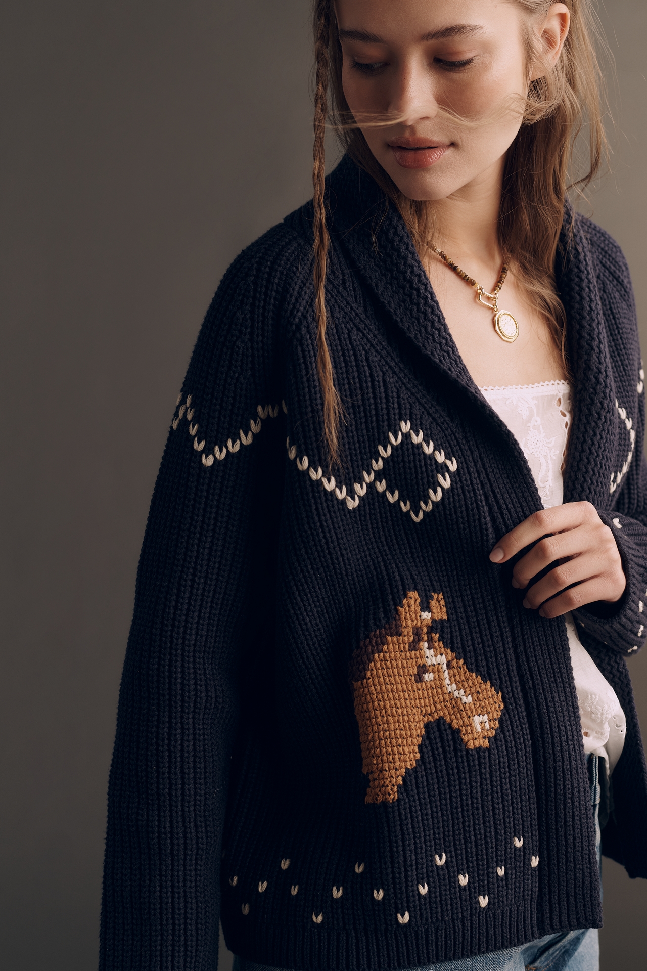 THE GREAT. Horse Lodge Cardigan Sweater