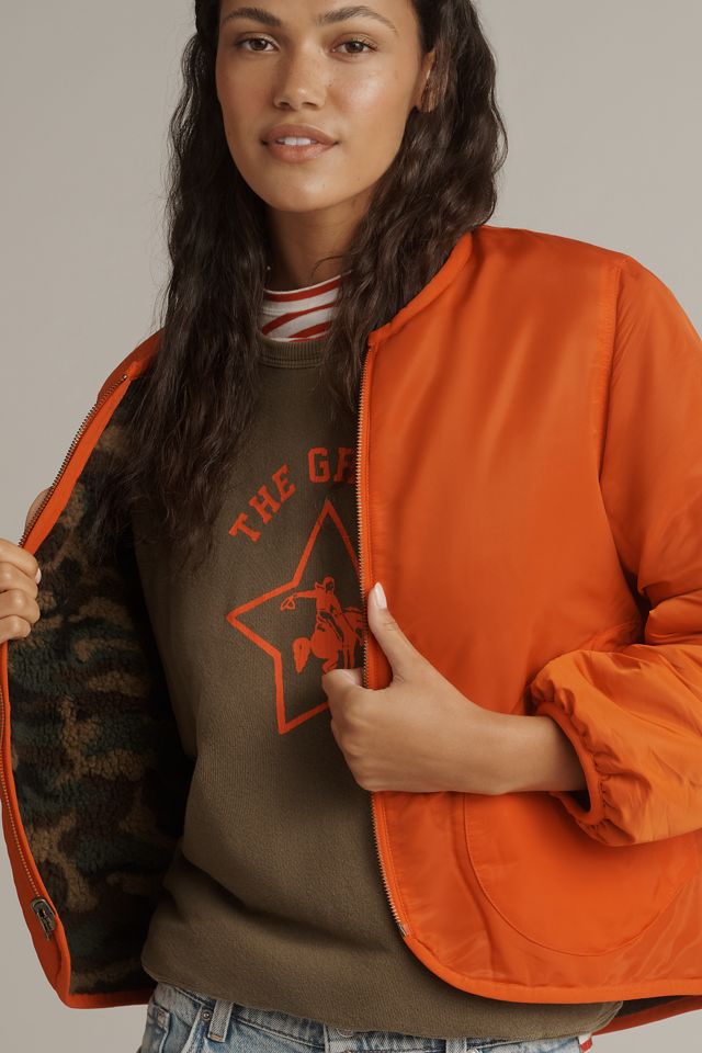 THE GREAT. Reversible Plush Bomber Jacket #4