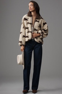 The Great . The Pasture Horse Print Fleece Jacket In Neutral