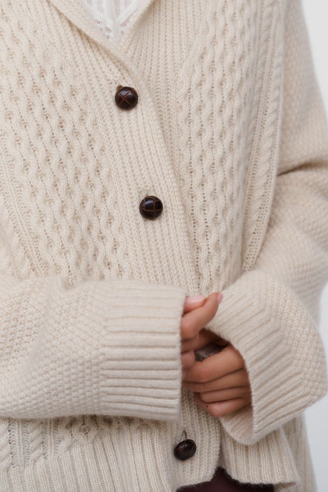 THE GREAT. Cashmere Cable Lodge Cardigan Sweater #3