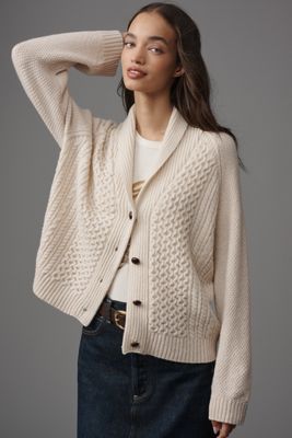 THE GREAT. Cashmere Cable Lodge Cardigan Sweater